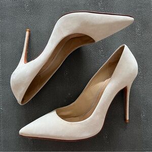 Schutz Lou Beige Suede Pointed Toe Pumps Sz 11